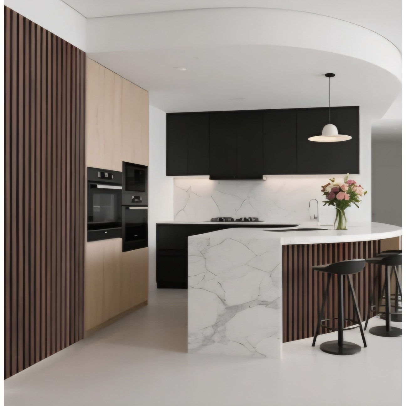 Art3d 1-Pack Acoustic Wood Slat Wall Panel with Roll-Flat Design - 95.3 x 23.8 Inch Sound Absorbing