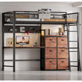 Decofy Twin Loft Bed with Desk and 6 Storage Drawers, Metal Loft Bed Twin Size
