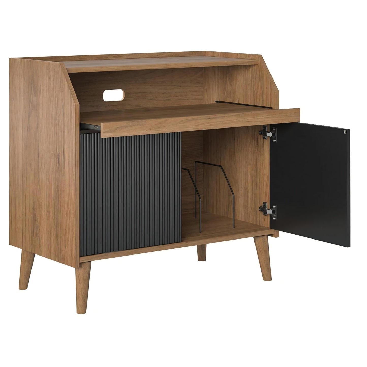 Modern record player cabinet with storage