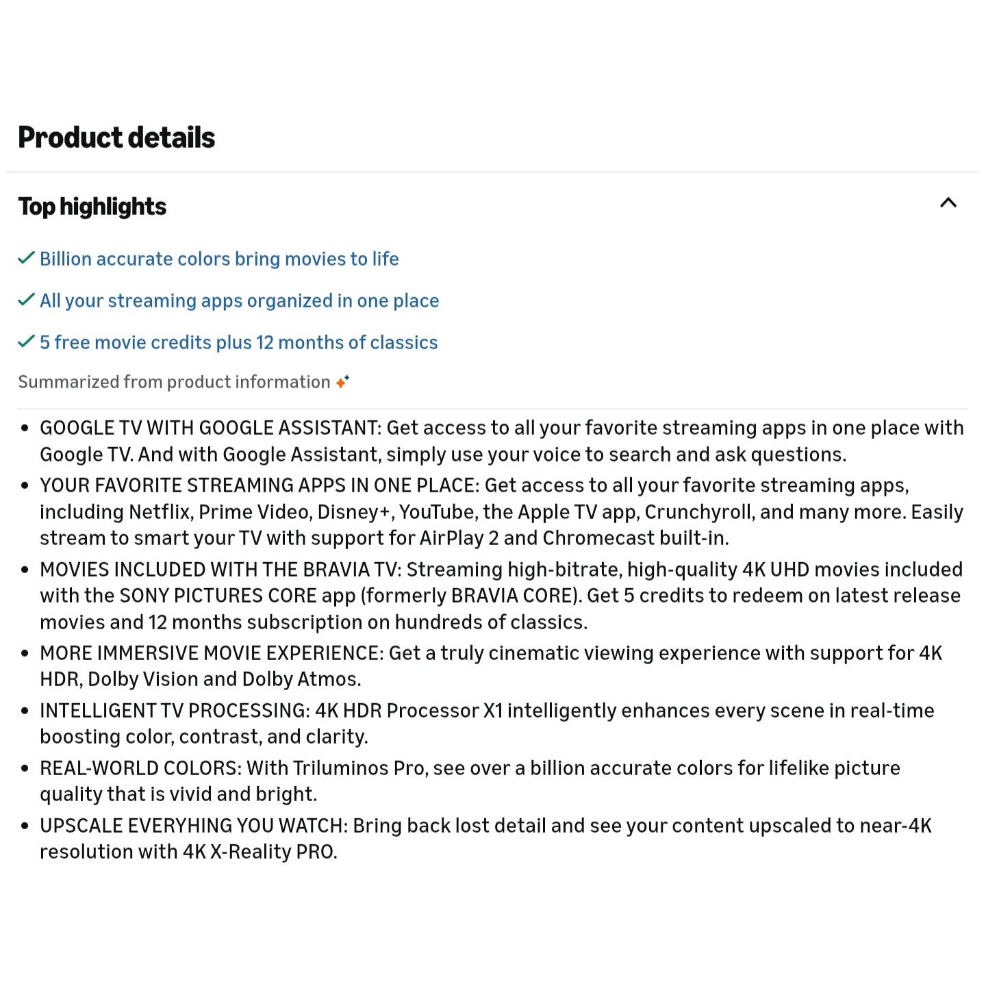 Sony 55-Inch 4K Ultra HD BRAVIA 3 LED Smart TV with Google TV, LED Flat Screen