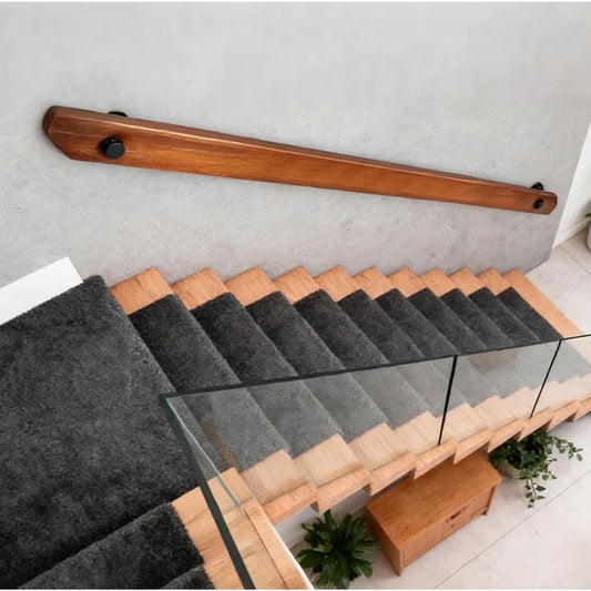 Wood Handrails, Indoor Non-Slip Staircase Handrail,Retro Rustic Wall Mount Railings Handrails
