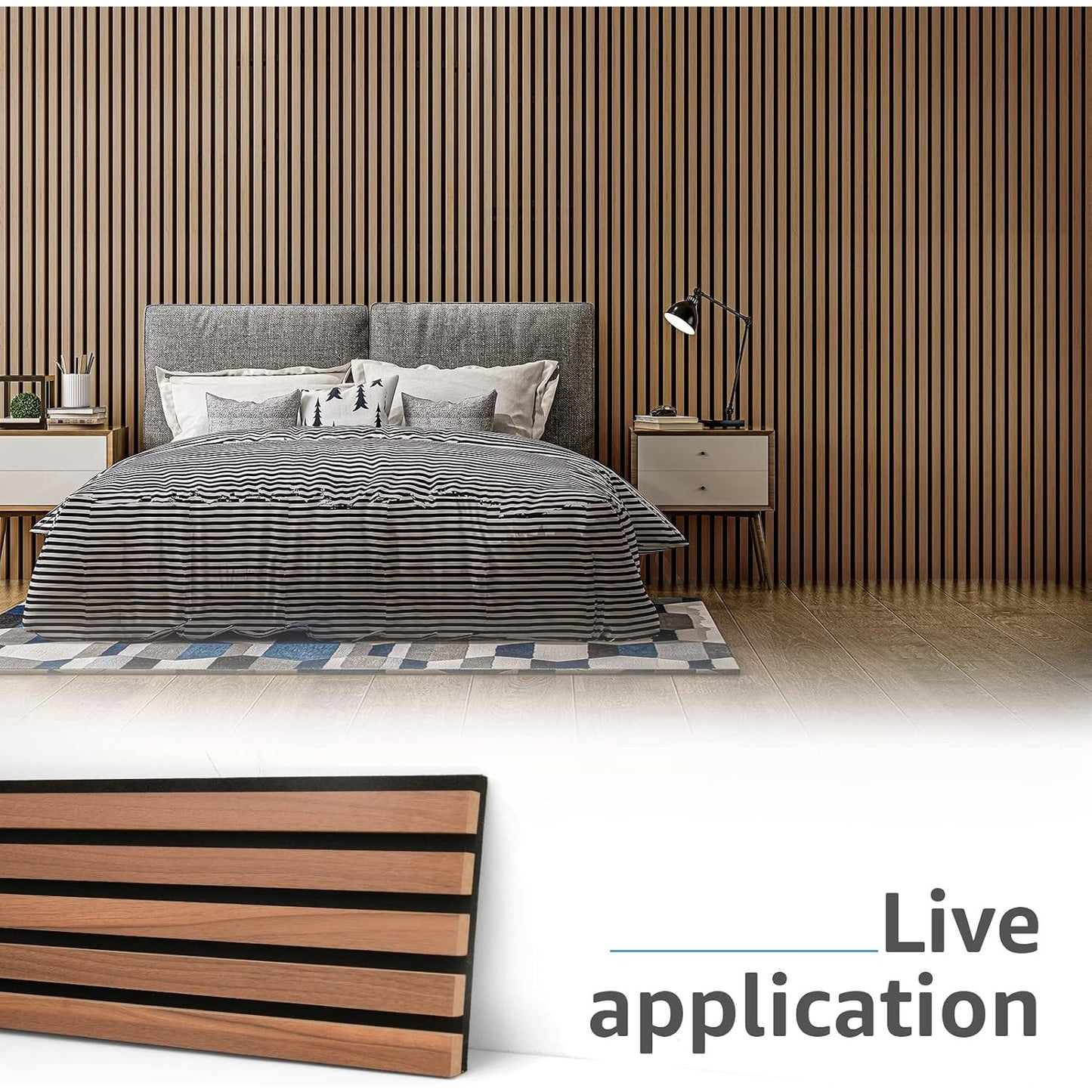 Art3d 4-Piece Wood Slat Acoustic Panels, Stylish Decor and Noise Reduction, Walnut, 94.5x7.9 In.