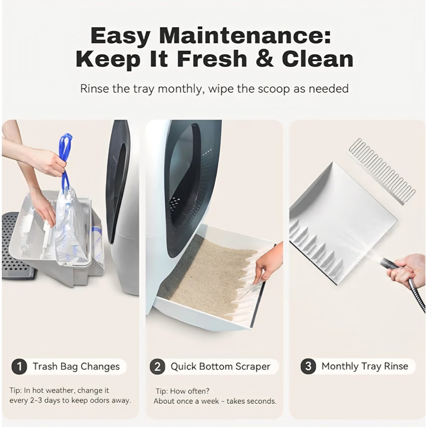Self Cleaning Litter Box Auto Refill, Automatic Robot Litter Box for Multiple Cats, Hand-Like Rake