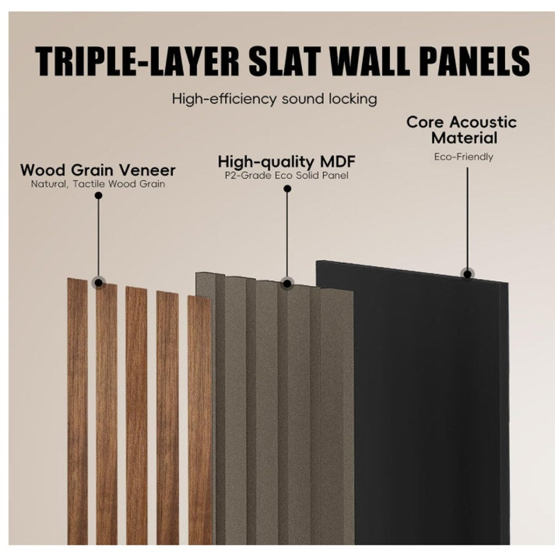 RITOLLO Wood Panels for Wall, Acoustic Wall Panels 92.5 x 11 in, 4 Pack