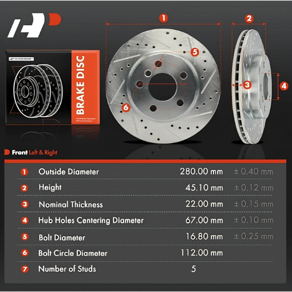 11.02 inch (280mm) Disc Brake Rotors Compatible with Select Mini Models - Cooper 2014-2019/2023