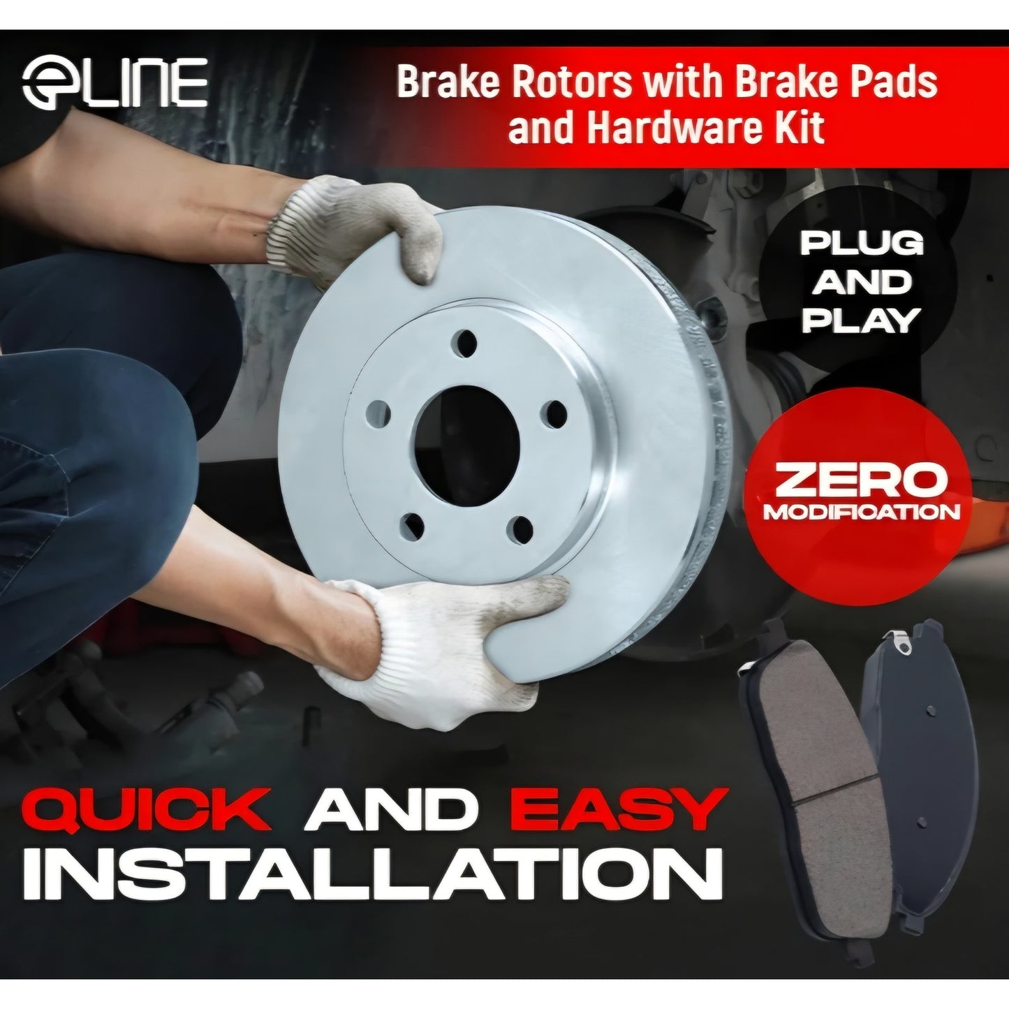 R1 Concepts Front and Rear Brakes and Rotors| Blank Brake Rotors| Front and Rear Ceramic Brake Pads