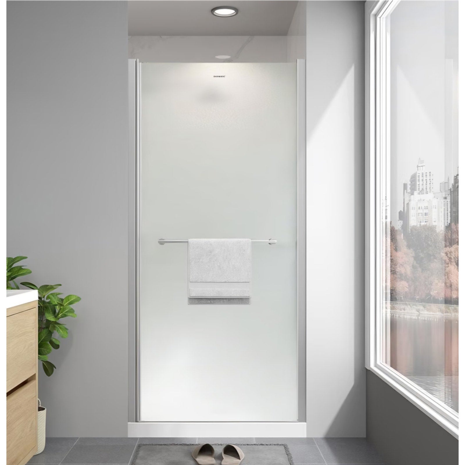 EASYWORCF rameless Pivot Shower Door 34"-36" W x 72" H