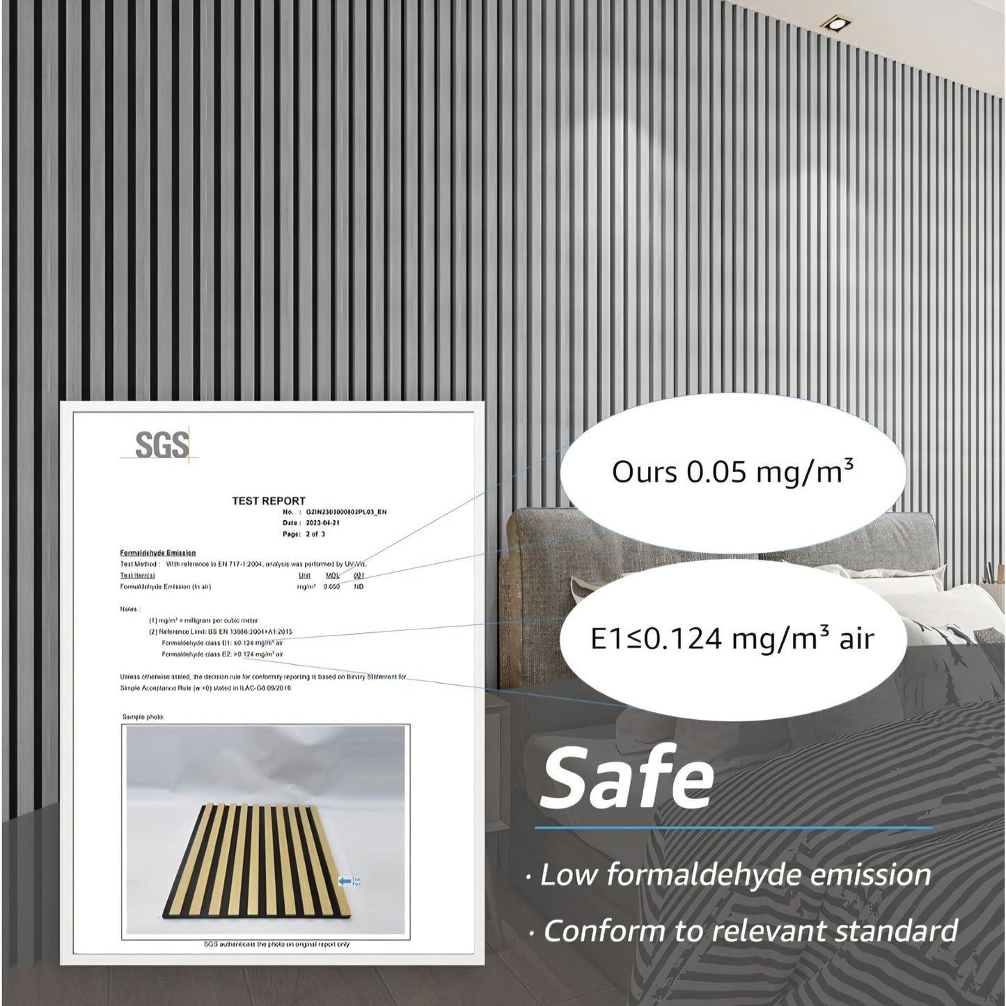 Art3d 4-Piece Wood Slat Acoustic Panels for Stylish Decor and Noise Reduction, Brushd silver