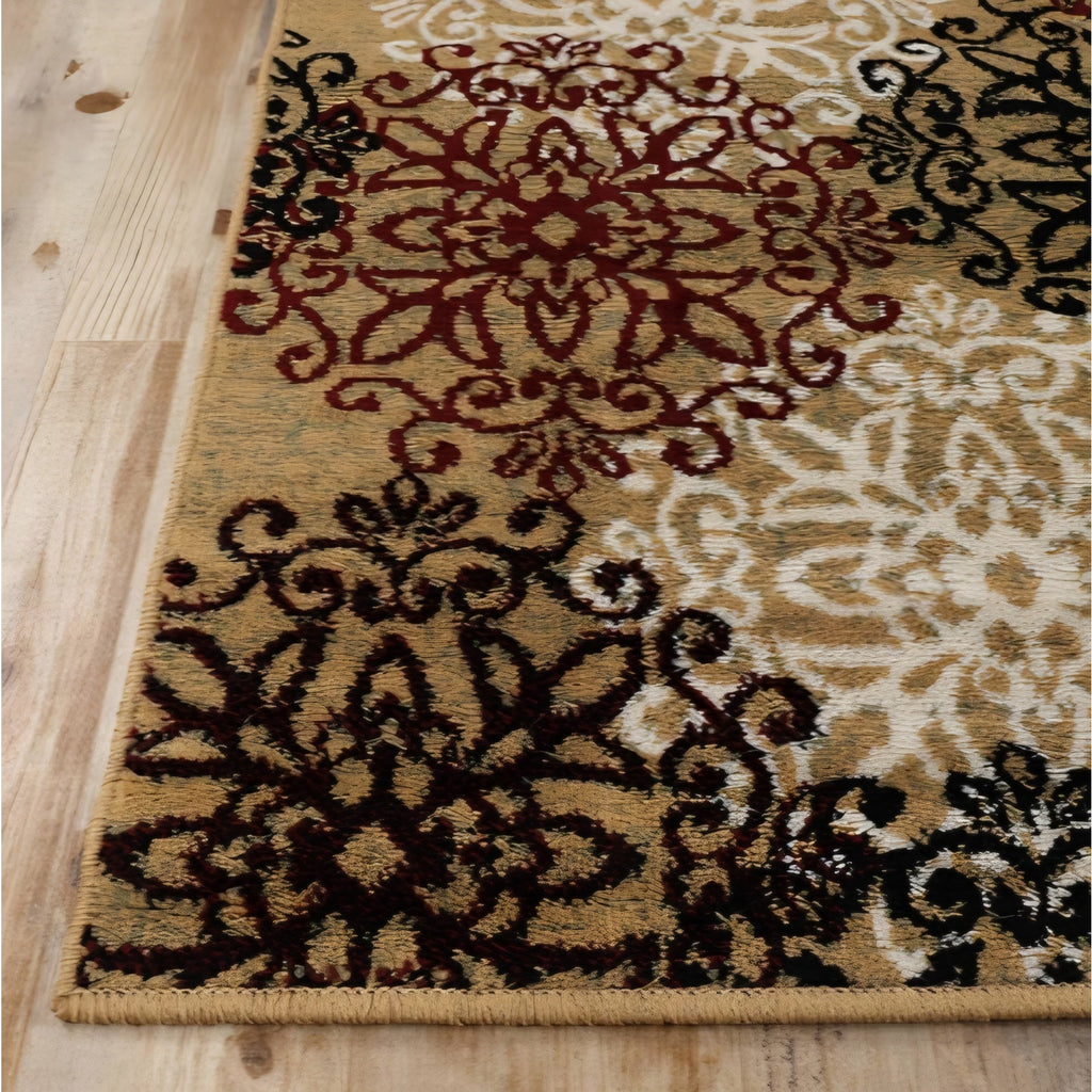 Superior Millbrae Floral Medallion Indoor Area Rug for Living Room, Bedroom 10 X 8 ft, Gold