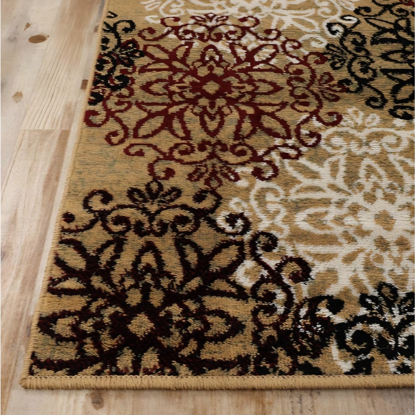 Superior Millbrae Floral Medallion Indoor Area Rug for Living Room, Bedroom 10 X 8 ft, Gold