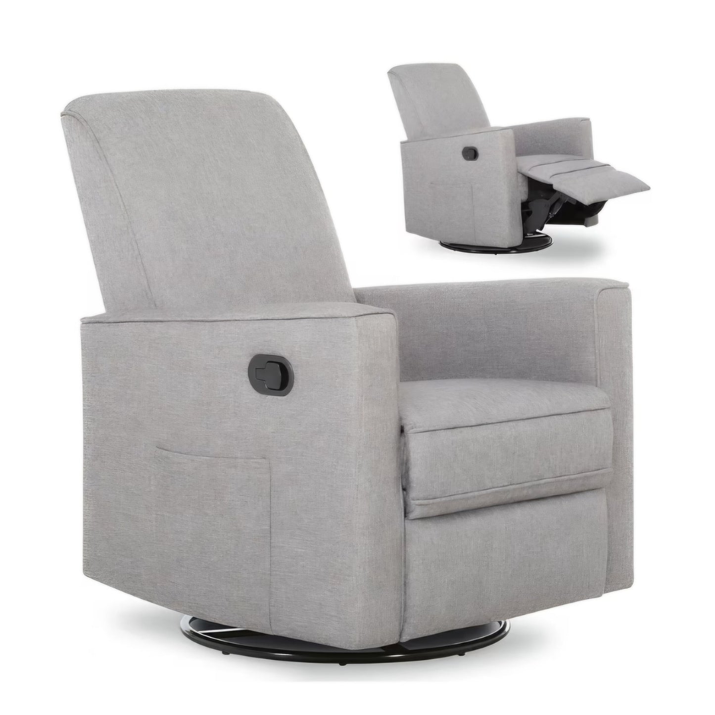 Evolur Raleigh Upholstered Manual Glider Recliner– Rocking & 360° Swivel with Smooth Glide