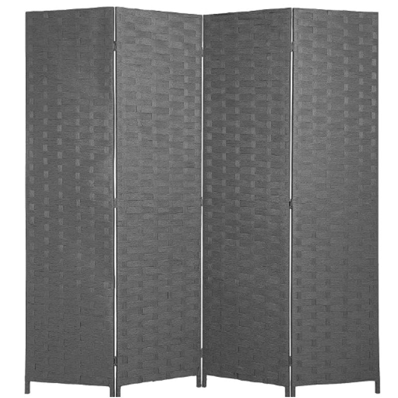 FDW Room Divider Wood Screen Mesh Woven Design Folding Portable Partition