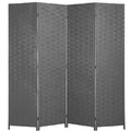 FDW Room Divider Wood Screen Mesh Woven Design Folding Portable Partition