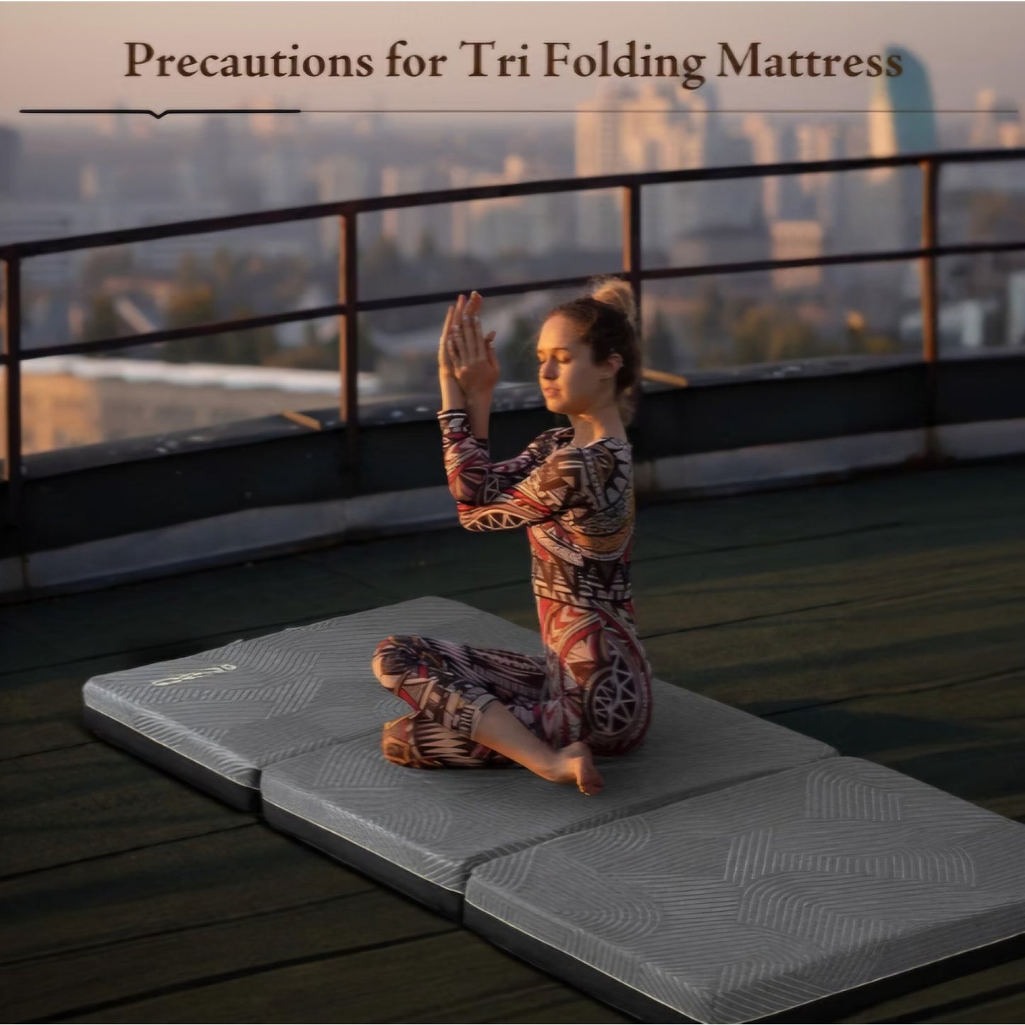 GEMBED Tri Folding Mattress Full Size - 4 Inch Foldable Floor Sofa Bed Memory Foam Tri-fold Handle