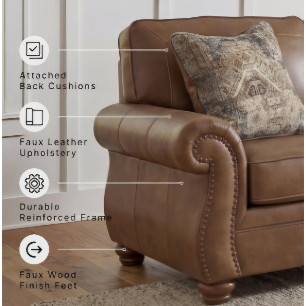 Signature Design by Ashley Shadsburne Rustic Faux Leather Loveseat