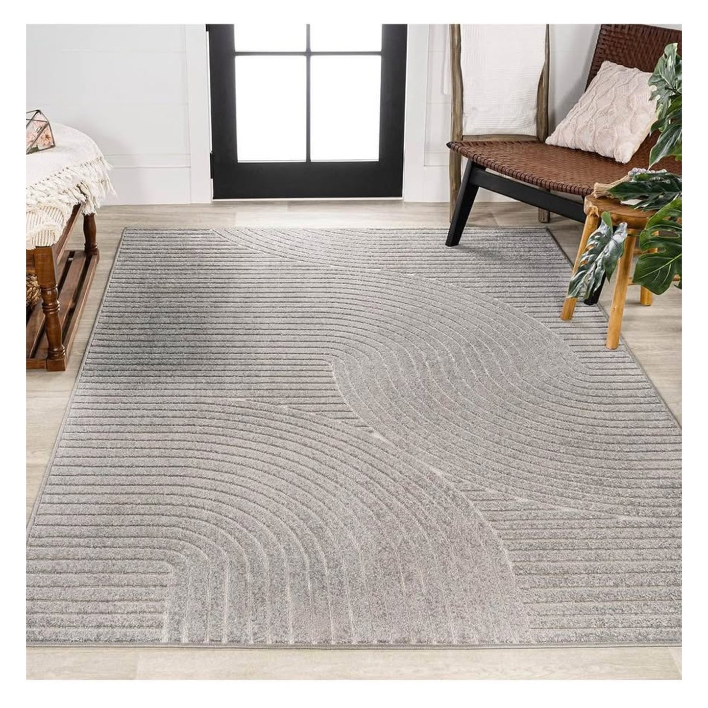 JONATHAN Y SCN100A-5 Skagen High-Low Minimalist Curve Geometric Indoor/Outdoor Area Rug, 5’3”x7’7”