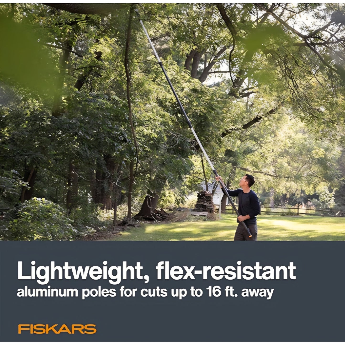 Fiskars XtendControl 16' Tree Pruner Kit with Rotating Pruner Head, 15" X3 Double-Hooked Saw