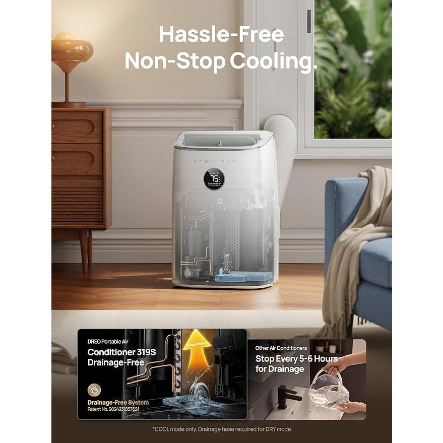 DREO Portable Air Conditioner 319S, 10000 BTU ASHRAE, 6000 BTU DOE, APP/Voice/Remote,  Room Indoors