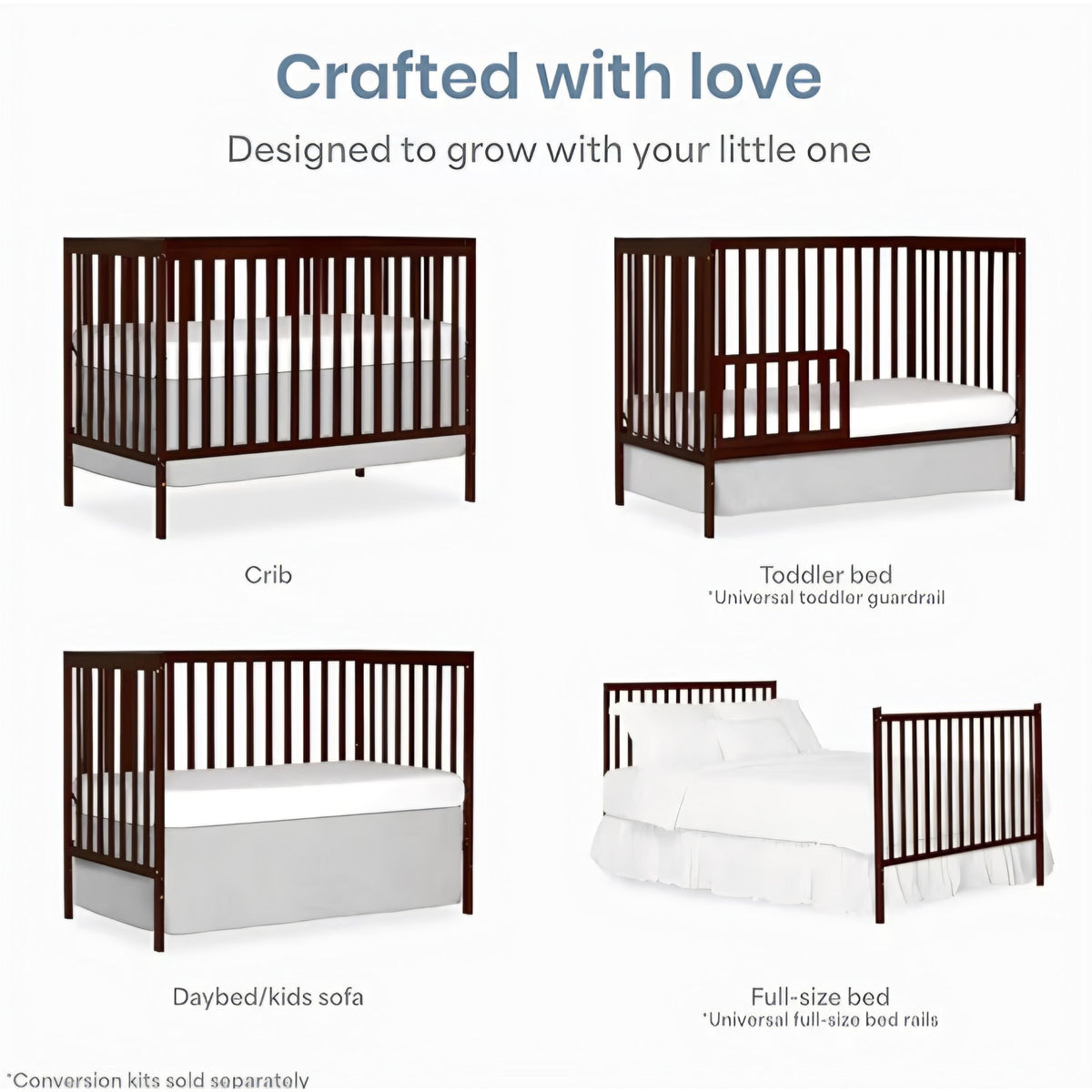 Dream On Me Synergy 5-in-1 Convertible Full-Size Baby Crib with Toddler
