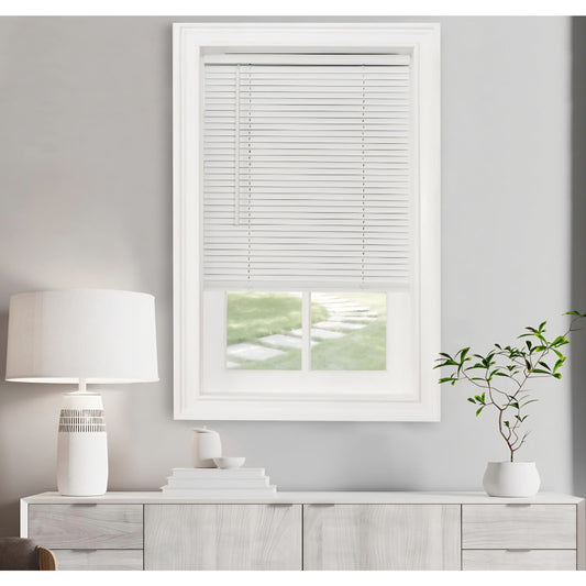 Cordless Light Filtering Mini Blind - 71 Inch Width, 64 Inch Length, 1" Slat Size - Pearl White