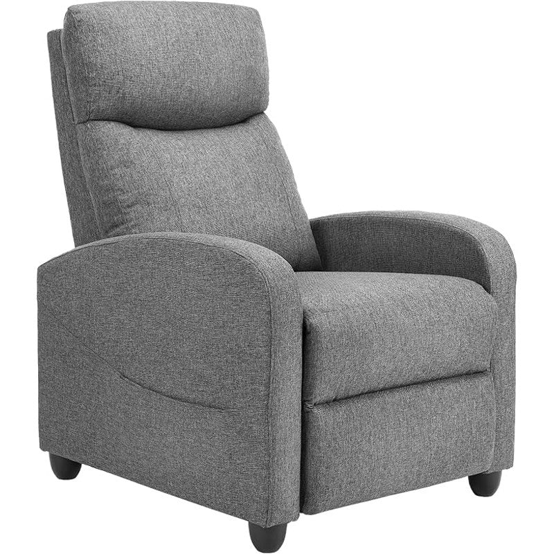 Sweetcrispy Recliner Chair Fabric, Sofa No Massage, Home Theater Seating, Lumbar Support, Grey.