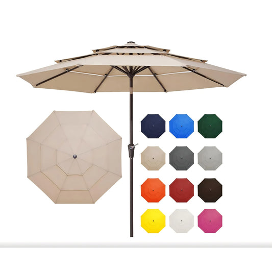Patio Umbrella  Market Umbrella Table Umbrellas with 8 Ribs 1.5 Pole Push Button Tilt and Crank