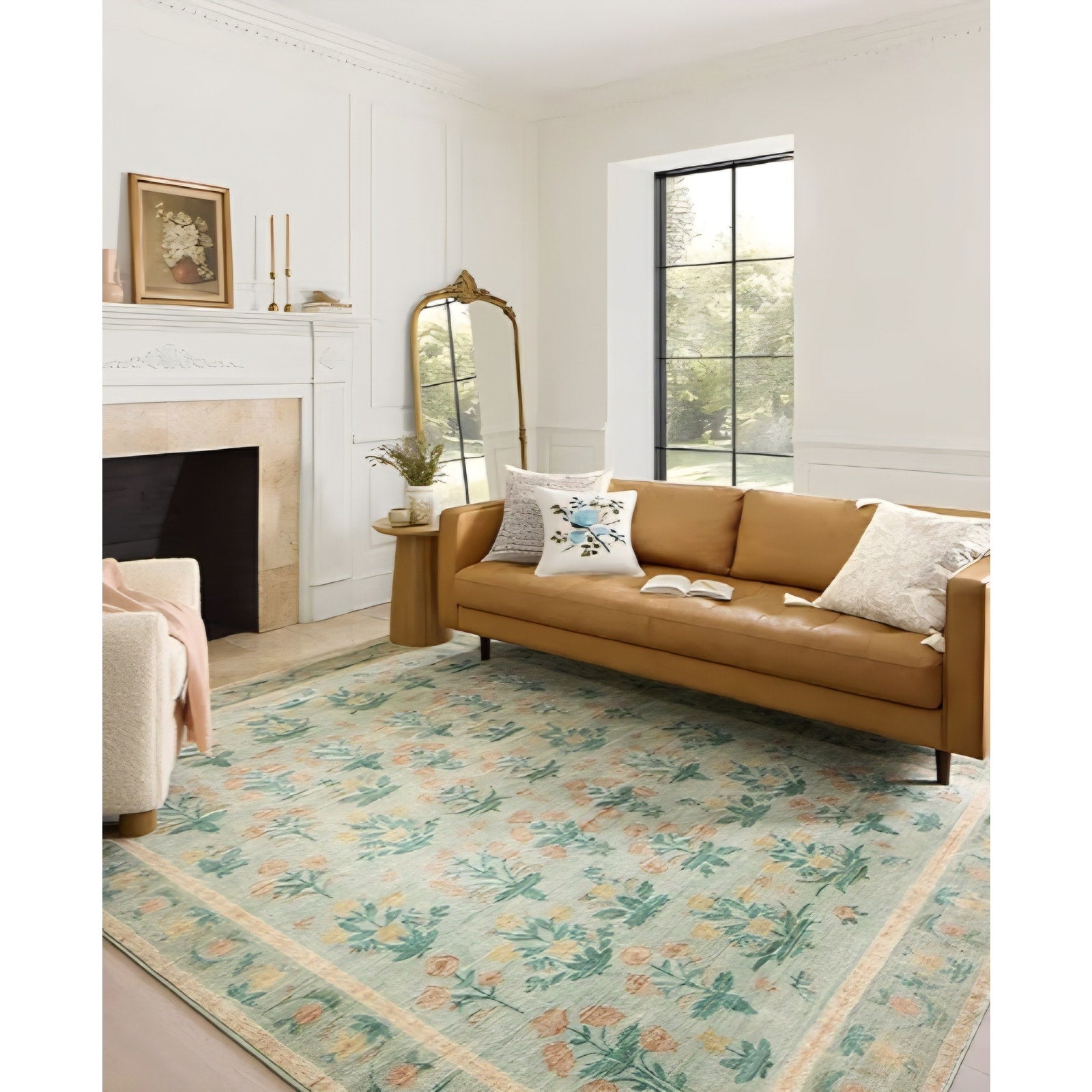 Loloi Rifle Paper Co. Eden Collection EDE-01 Mughal Rose Moss 8'-6" x 11'-6" Area Rug feat