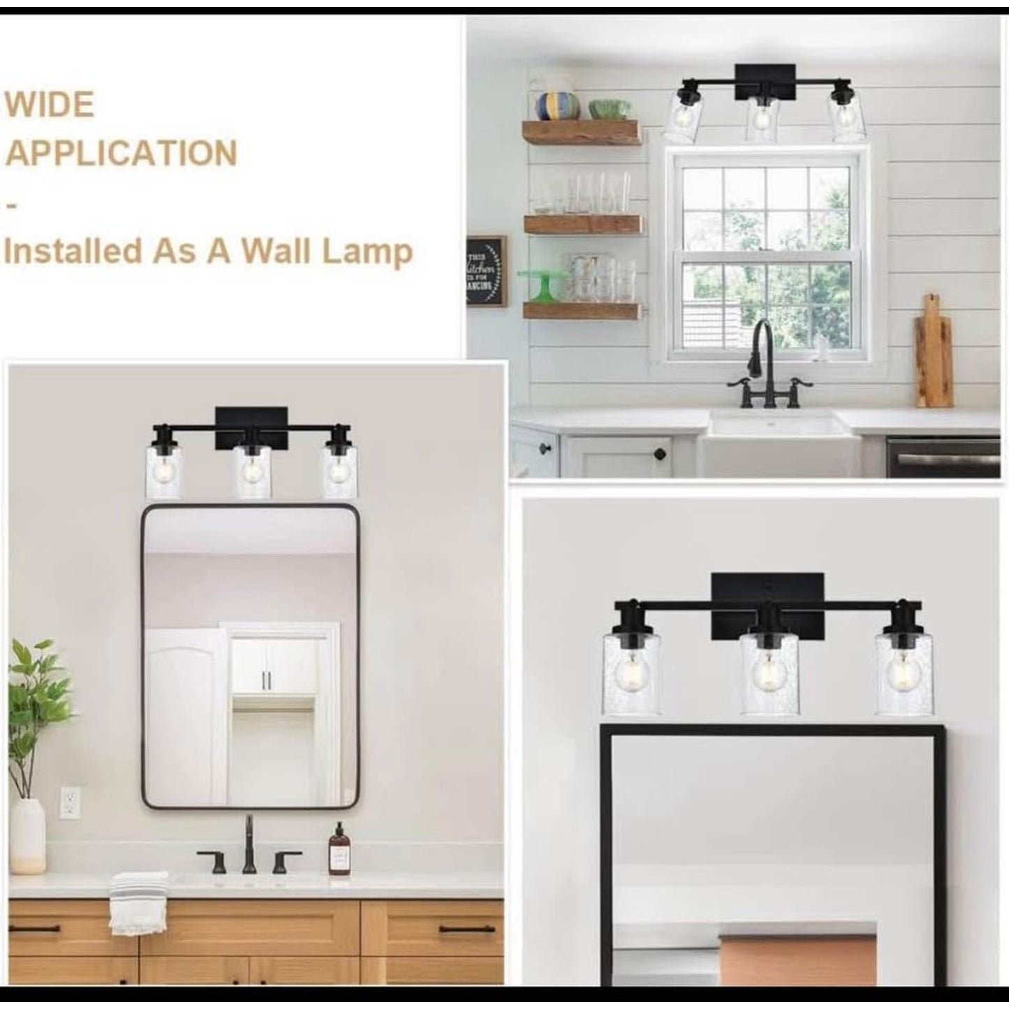 Yaohong 3 Light Track Lighting Kit Track Light Fixtures Rotatable Bathroom Ceiling Light Black Adjus
