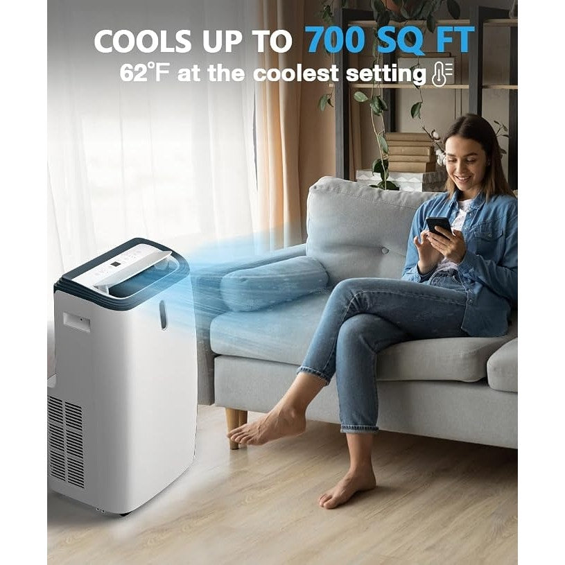 14000 BTU Portable AC Unit, Portable Air Conditioners for Room Cools up to 700 sq.ft, 24H Timer