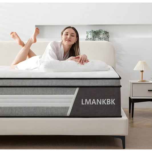 King Mattress,12 Inch King Size Mattress in a Box,Gel Memory Foam and Innerspring Hybrid Mattresses