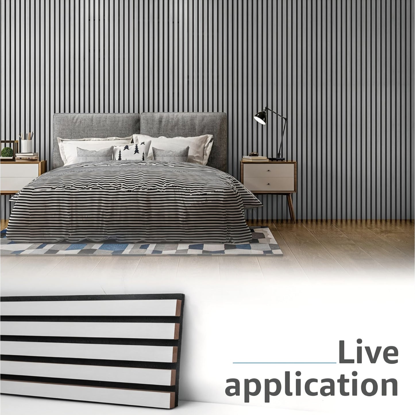 Art3d 4-Piece Wood Slat Acoustic Panels for Stylish Decor and Noise Reduction, Brushd silver
