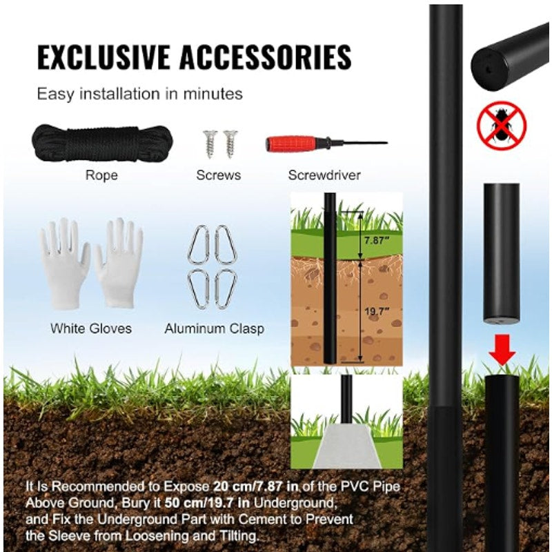 VEVOR 20FT Sectional Flagpole Kit, Heavy Duty Aluminum Alloy in Ground Poles for Outside