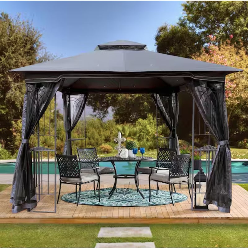 Gazebo Canopy Tent with Ventilated Double Roof and Detachable Mosquito Net 10 ft. x 10 ft.
