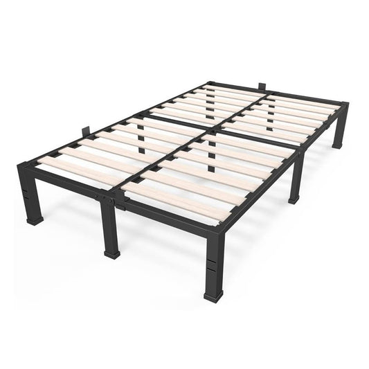 ROIL 14 inch Queen Size Bed Frame with Wood Slats - 3500lbs Heavy Duty No Box Spring Needed Platform