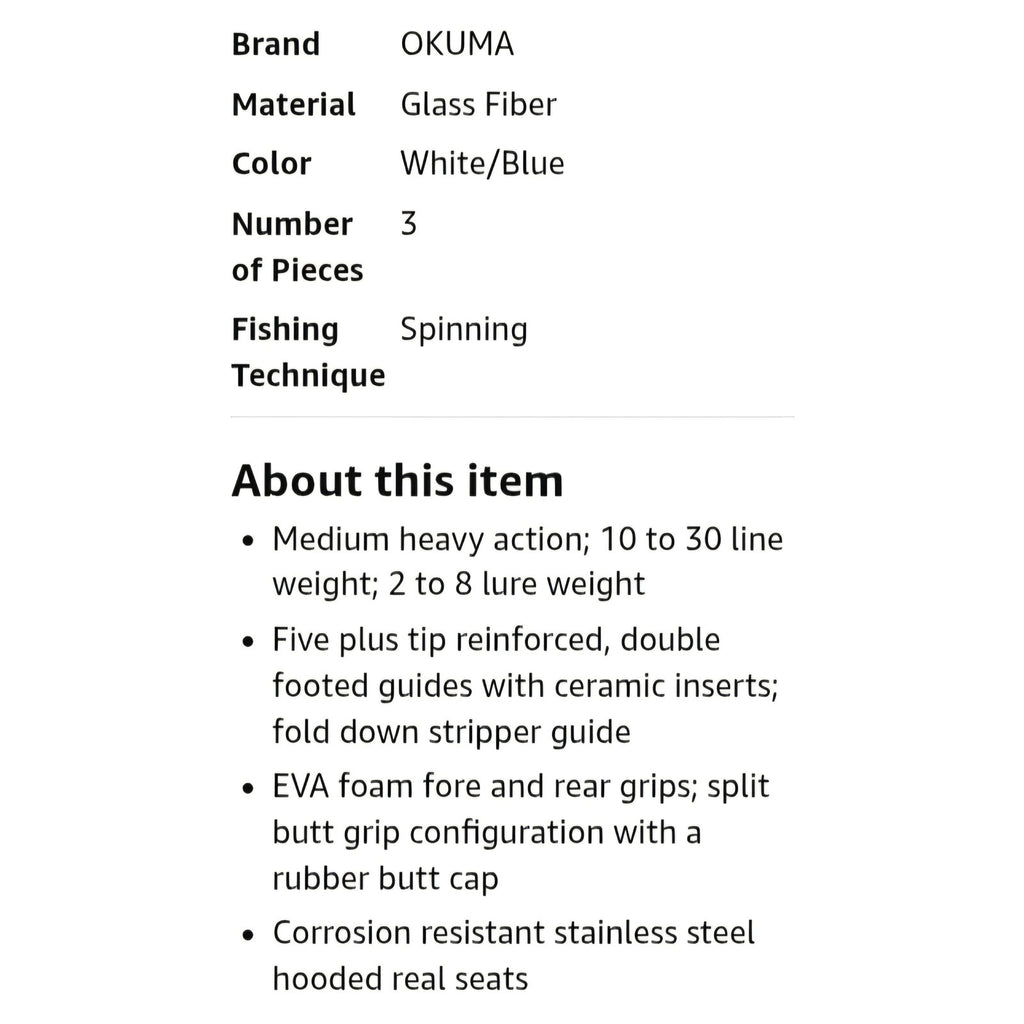 Okuma Tundra Durable Glass Surf Spinning Rods