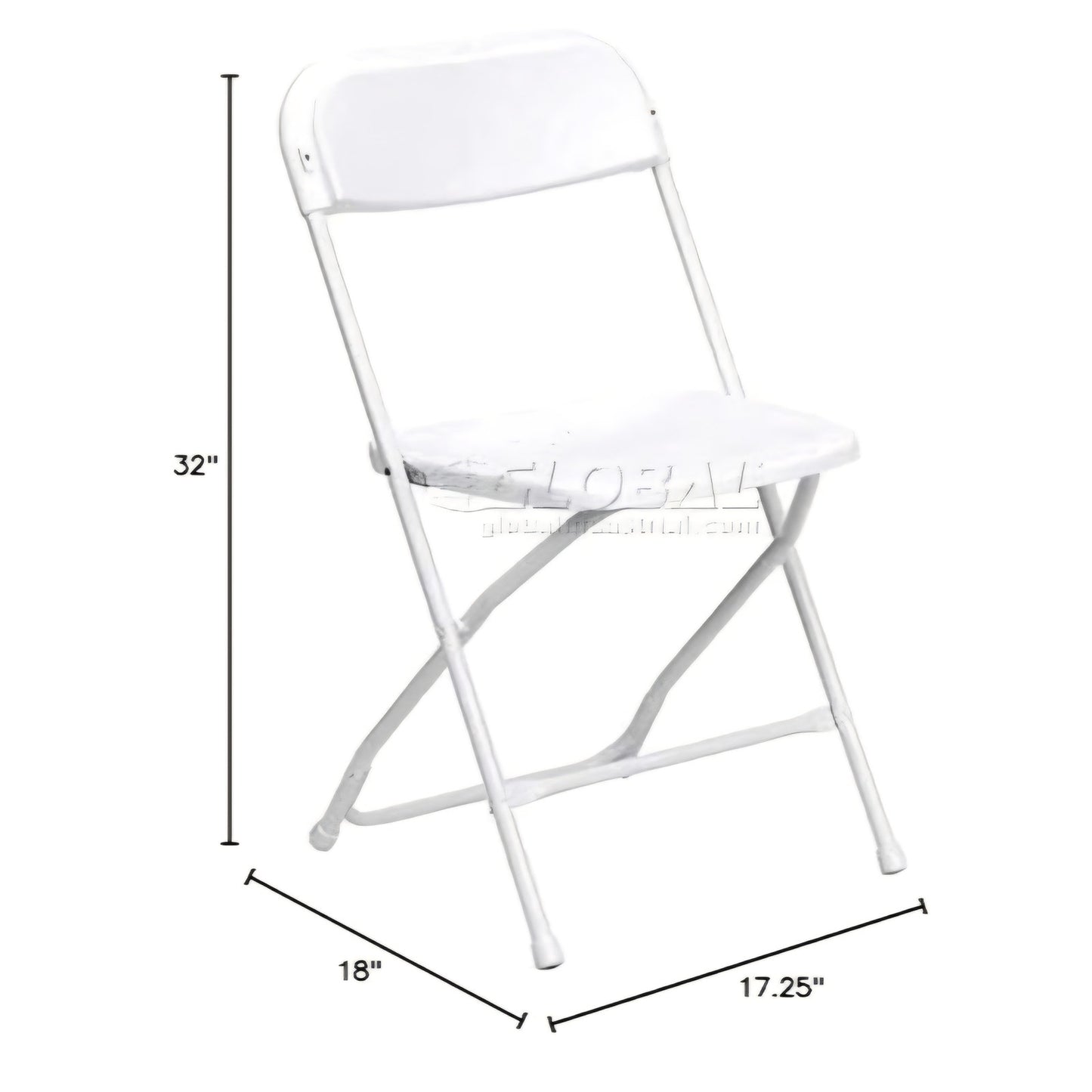 Plastic Folding Chair, 800 lbs. Capacity, White - Lot of 10