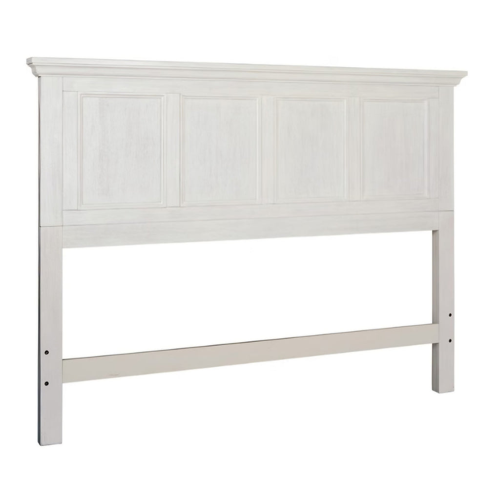 OSP Home Furnishings Farmhouse Basics Queen Headboard Only, Rustic White Finish