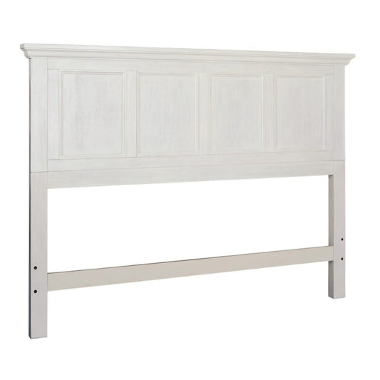 OSP Home Furnishings Farmhouse Basics Queen Headboard Only, Rustic White Finish