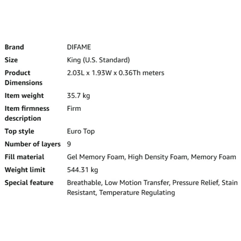 DIFAME Queen Mattress 14inch DB14K005