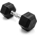 CAP Rubber Coated Dumbbell Weights, with  Chrome & Comfort Grip Handles, Singles. 25 Lb