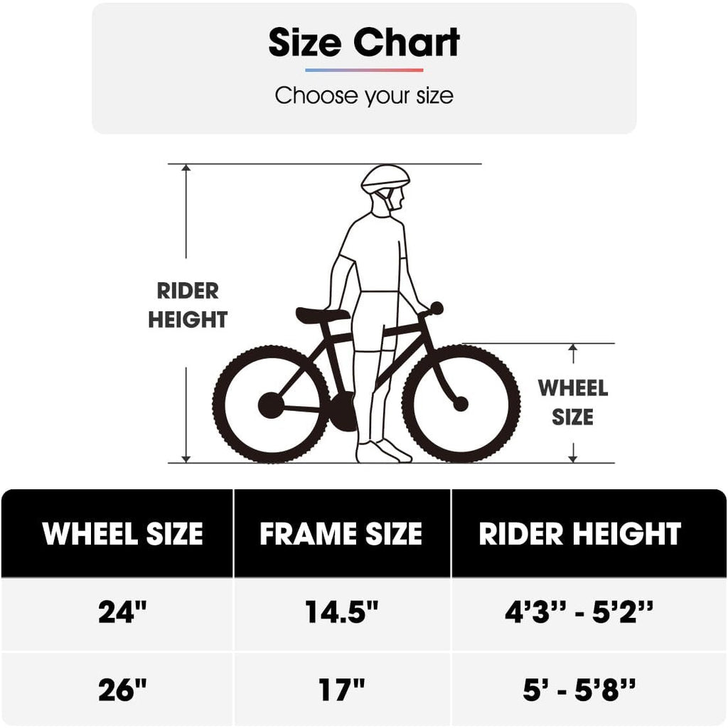 HILAND 24 inch Mountain Bike, 18 Speeds High-Carbon Steel Frame, Sport Cycling MTB Bicycle, Black