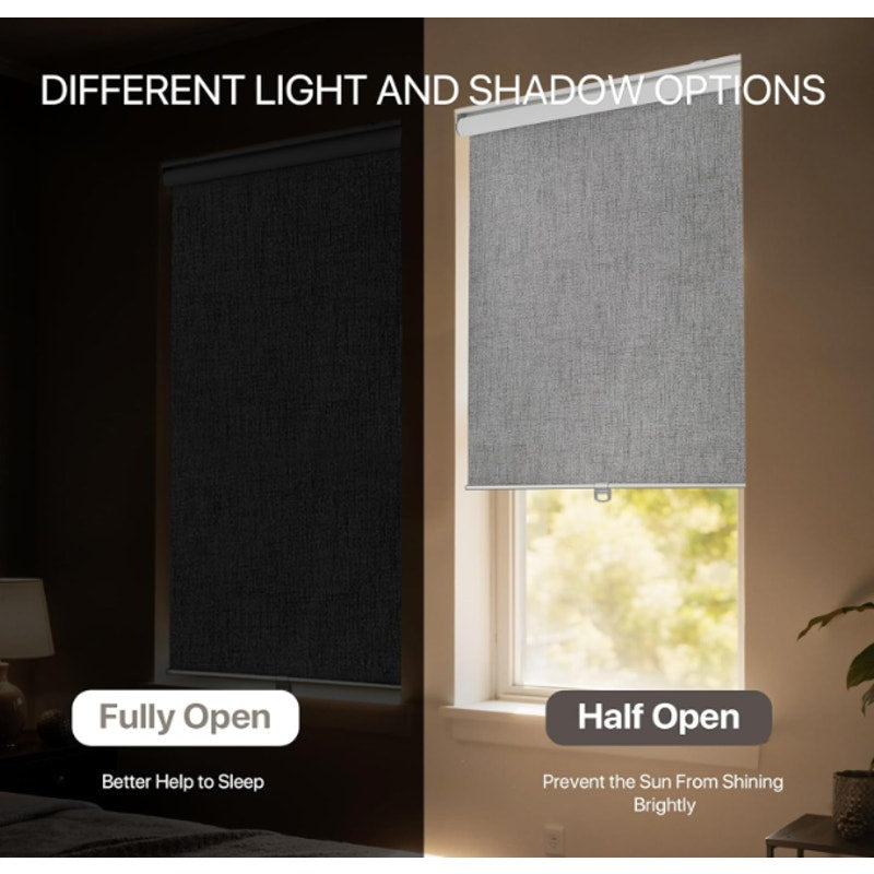 GENIMO Cordless Blackout Roller Shades, 70" W X 72" H, Grey