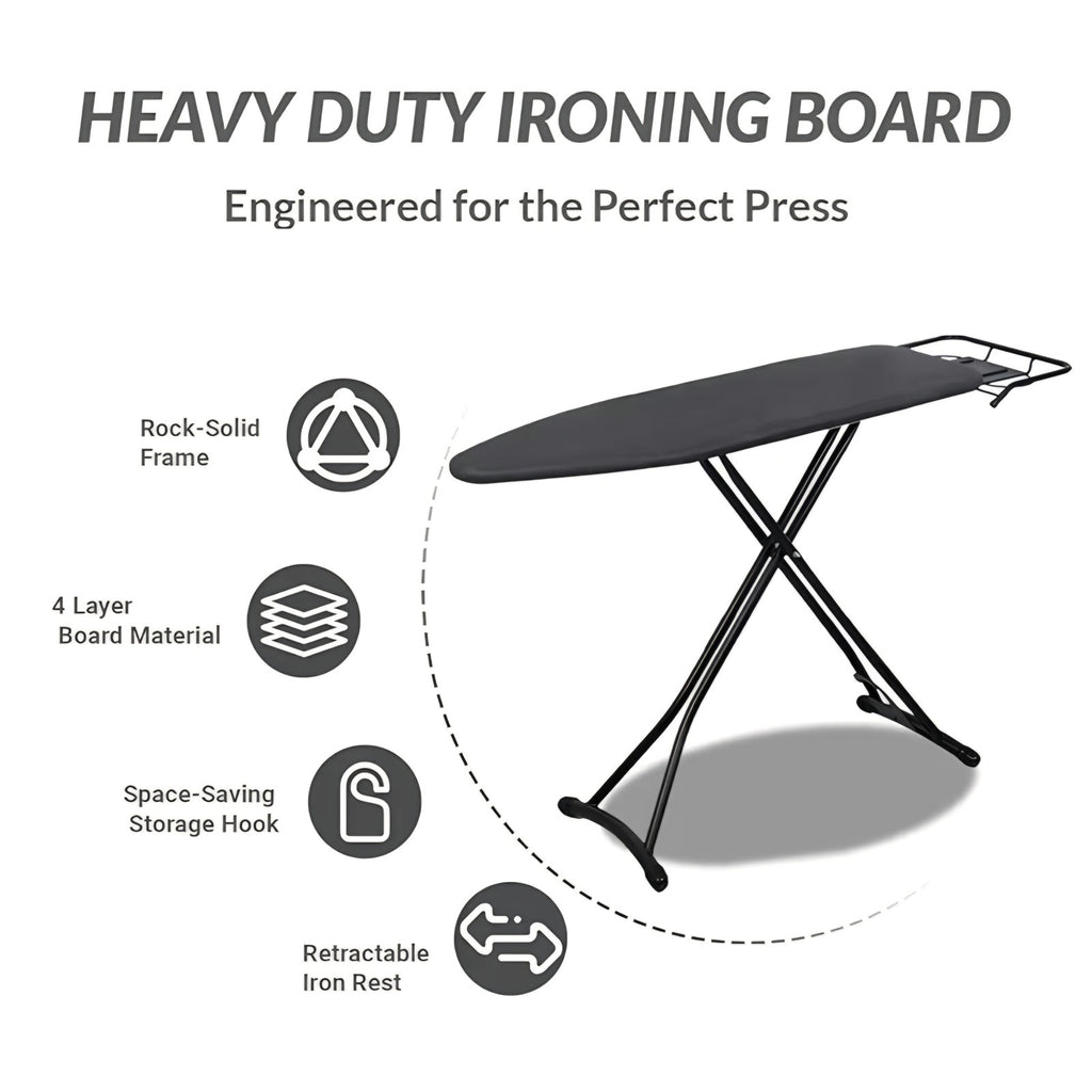 Ironging Board, Metal Mesh Panel Folding Iron Board with Retractable Iron Rest,