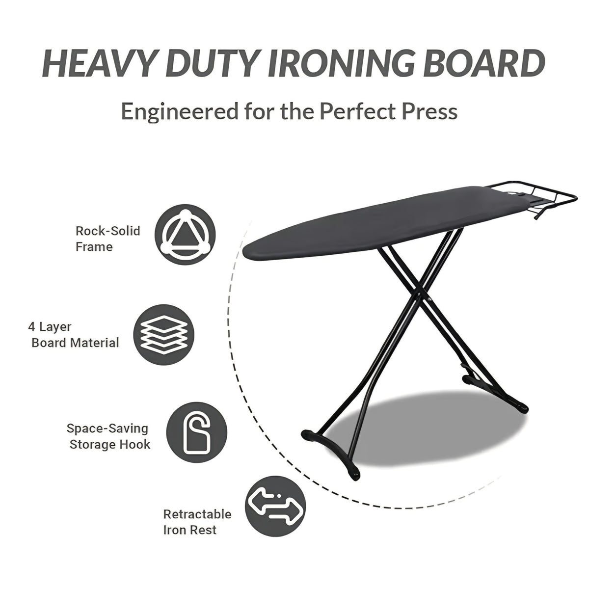 Ironging Board, Metal Mesh Panel Folding Iron Board with Retractable Iron Rest,