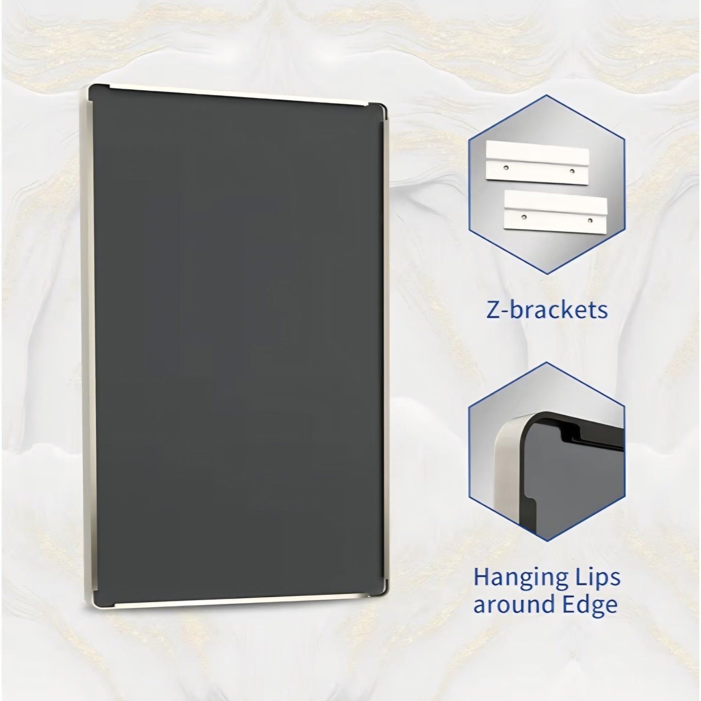 WEER 60X30 Inch Brushed Nickel Bathroom Mirror, Brushed Silver Metal Frame Mirror