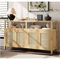 Bohemian Rattan Storage Cabinet with Adjustable Shelves
