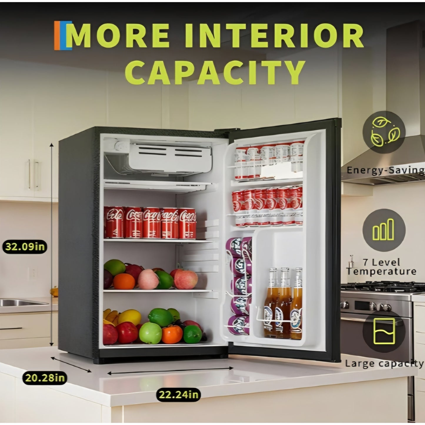 4.5 Cu. Ft. Compact Refrigerator | Single Door Mini Fridge with Energy-Efficient & Quiet Operatio