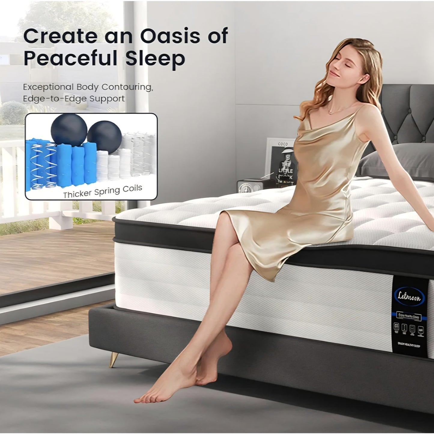 King Mattress, 12 Inch Hybrid King Size Mattress, Medium Firm Memory Foam and Pocket Springs,