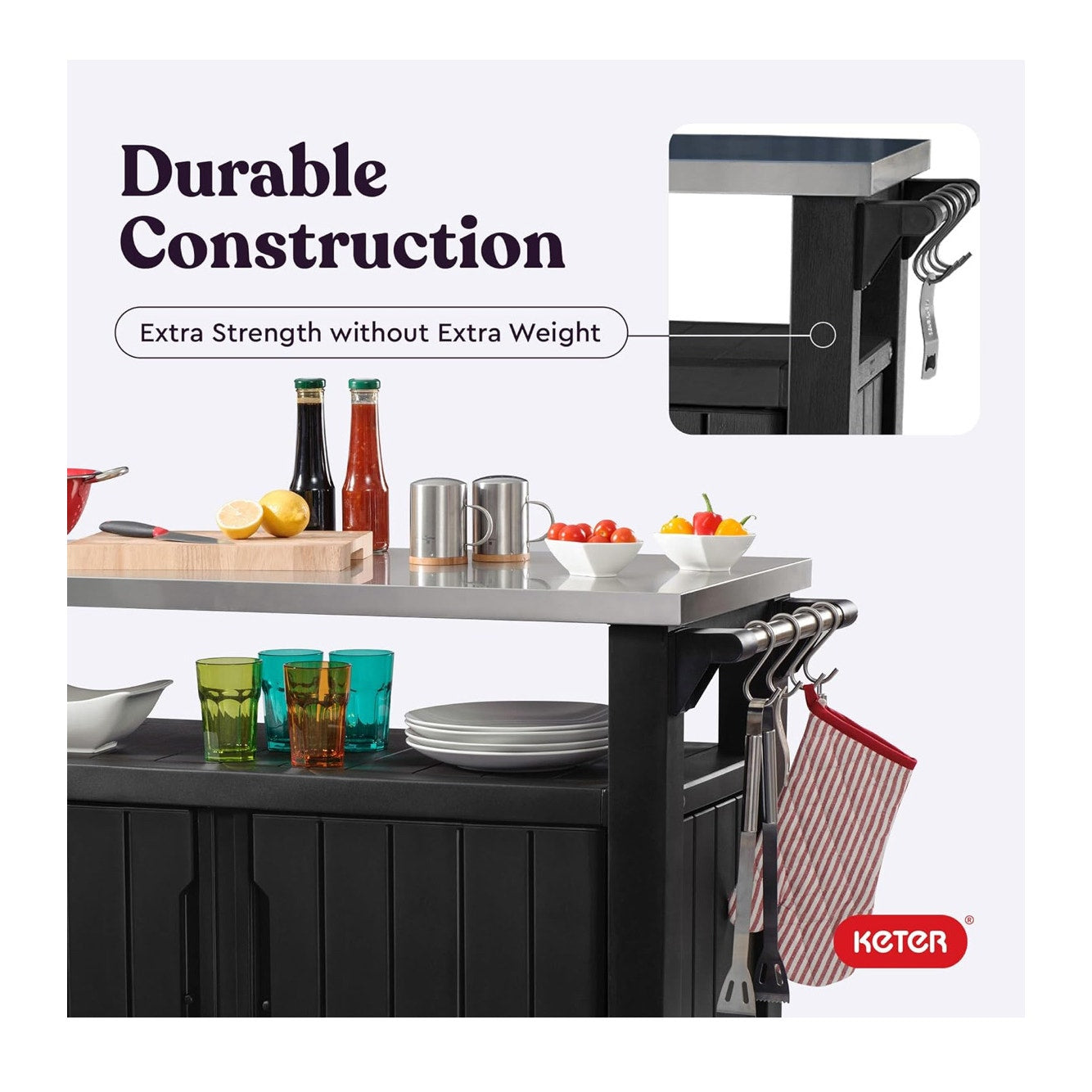 Unity XL Portable Outdoor Table with Stainless Steel Top for Kitchen Prep