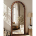 Full Length Mirror 71"x32", Arched Solid Wood Frame with Stand